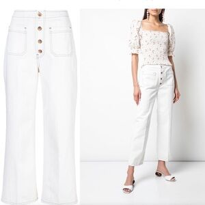 Reformation Jeans - Eloise Cropped White Wide Leg Jeans - Size 27
